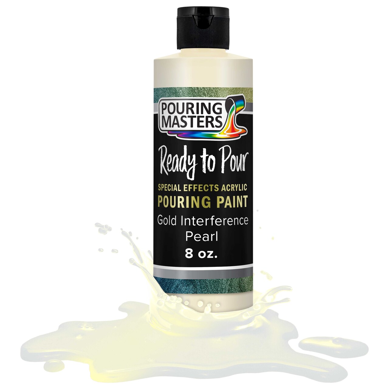 Pouring Masters Gold Interference Pearl Special Effects Acrylic Pouring Paint - Premium 8-Ounce Pre-Mixed Fluid Acrylic Paint - Fluid Art Supplies for Canvas, Wood, Paper, Tile & Rocks